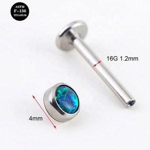 Piercing Labret in Titanio G23 con Opale, Anelli Monroe, Piercing Tragus 16G, Gioielli per il Corpo in Titanio Brillante - Product Image 3