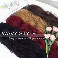 Queue de cheval longue Afro Kinky Curly French Curl, pré-collée, effet vague d'eau, noir naturel, cheveux synthétiques de haute qualité