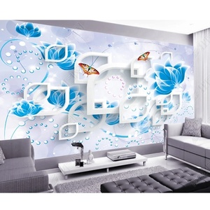 Papier peint panoramique 3D motif lys, <span class=keywords><strong>tapisserie</strong></span> sur mesure <span class=keywords><strong>pour</strong></span> salon - Product Image 1