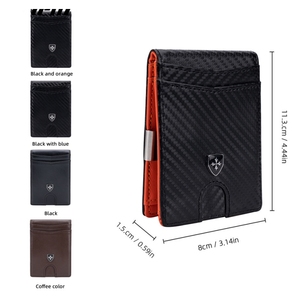 Portefeuille pour hommes Portefeuille en <span class=keywords><strong>cuir</strong></span> PU mince pour hommes <span class=keywords><strong>Porte</strong></span>-cartes de crédit bloquant la RFID avec pince à billets - Product Image 6