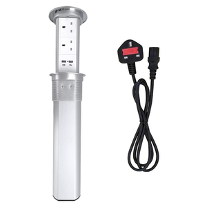 Electric Rise 2 Way <strong>UK</strong> Pop up <strong>Sockets</strong> with Wireless 15W Fast Charging for Kitchen Worktops - Product Image 1