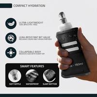 Bouteille d'eau souple en TPU personnalisée de 150 ml, 250 ml, 350 ml, pliable, portable, à presser, pour l'hydratation, la course à pied, l'extérieur