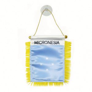 Custom Micronesia Satin Pennant Flag Digital Printed Automotive Mini Flag <b>Banner</b> with Yellow Tassels Made of Polyester Plastic - Product Image 1