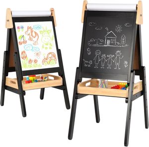 Chevalet d'art pour enfants avec rouleau de papier, pliable en bois pour les tout-petits, tableau noir - Product Image 1