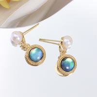 Boucles d'oreilles de luxe micro-incrustées en argent 925, forme baroque, avec perles d'eau douce naturelles et coquillages d'ormeau, qualité AA blanche