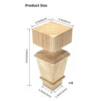 Ensemble de 4 pieds de meubles en bois naturel, style traditionnel européen en bois massif pour l'extérieur, la salle de bain, le salon, le canapé, l'ottoman, le meuble TV