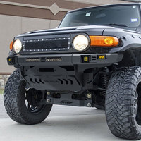 Accessoires 4x4 pare-chocs avant anti-collision en acier finition manteau noir tout-terrain avec plaque de protection pour Toyota FJ Cruiser 2007-2014