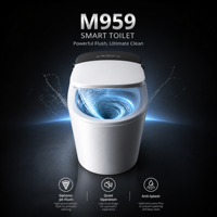 WC intelligent haut de gamme à chasse d'eau à jet, allongé, à siphon en S, à poser au sol, étanche IPX4, télécommande, pour salle de bain moderne