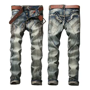 Заводские производители индивидуальные джинсы для мужчин, модные стильные новые джинсовые брюки для бега, высокоэластичные мужские джинсы