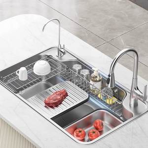 Fregadero de Cocina de Acero Inoxidable 304 con Superficie Nano, Estilo Japonés, de un Solo Tazón Grande, para Instalar Bajo Encimera, con Drenaje Lateral, Multifuncional - Product Image 1