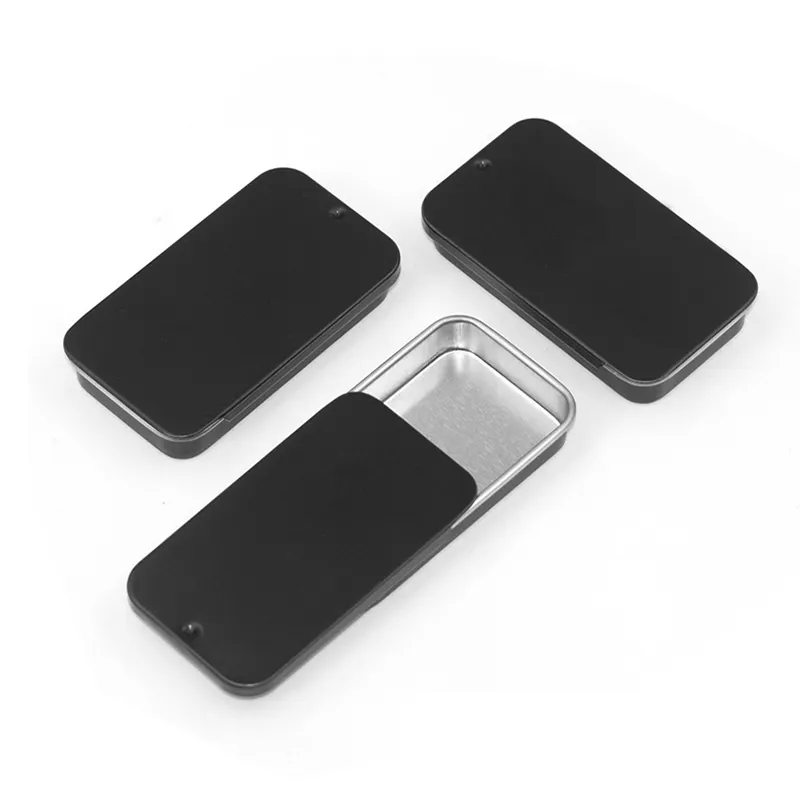 2024 new products Empty 10g 15g 30g Small Black Sliding Solid Lip Balm Container Mint Metal Tin Cases with Custom Logo