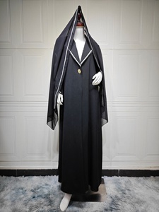 2026 Modest Turkey Elegant Abaya Black Dress Set With Scarf Two Pieces <strong>Clothes</strong> Robe for Women HS122 - Product Image 4