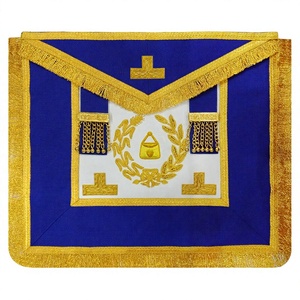 Delantal Masónico de Almoner con Flecos Dorados y Logotipo Bordado a Mano, Uniforme Completo para Grandes Oficiales, Unisex - Product Image 1