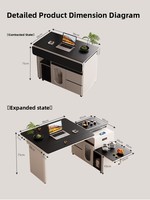 Table basse et table à manger pliables et mobiles, double usage pour les petites maisons, ensemble table et chaises intégrés, extensible et rotative