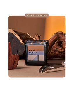 <span class=keywords><strong>Velas</strong></span> de aromaterapia de cera de soja perfumada de madera Oud, regalo duradero para aliviar el estrés para hombres, novio, papá, Padre para vacaciones de Navidad - Product Image 1