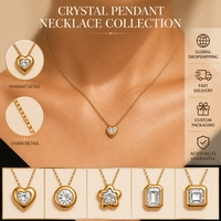 Collares con Colgante de Cristal de Múltiples Formas SongYi para Mujer, Corazón, Flor, Cuadrado, Redondo, Cadena Delicada, Joyería de Moda