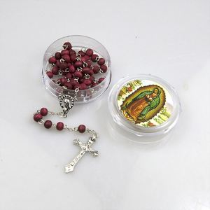 Mecrt Perfume Wood <b>Rosary</b> <b>Necklace</b> Catholicism Gift Religious <b>Rosaries</b> Prayer Beads Catholic Cross Red Jewelry Wholesale - Product Image 4