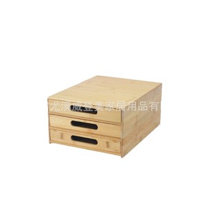 Caja de almacenamiento de bambú de tres niveles para escritorio, organizador de artículos diversos, caja de documentos para estudiantes y oficina. - Product Image 4
