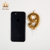 Bougie d'anniversaire en cire de paraffine dorée métallisée faite à la main 24g Grand numéro 7 pour Tesco
