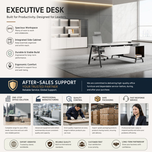 Table de bureau moderne avec armoire latérale, solution de rangement pour bureau de direction, PDG, <span class=keywords><strong>directeur</strong></span> général, salle de bureau, OEM ODM disponible - Product Image 6