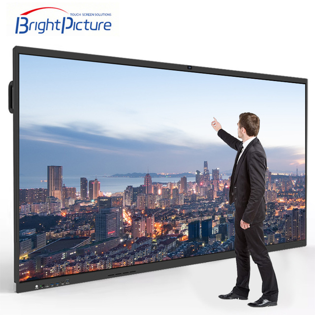 75 Inch LED 20 Point IR Touch 4K Interactive LCD OEM Smart Whiteboard with 48MP Camera for Meeting Rooms & Education