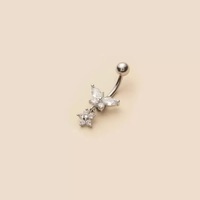 Anneau de nombril unisexe en cuivre, motif papillon, serti de zircons, bijou de piercing corporel haut de gamme
