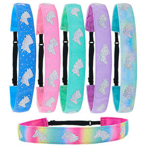 Bandas para <span class=keywords><strong>la</strong></span> Cabeza Ajustables Antideslizantes con Diseño de Unicornio para Niños, Bandas para el Cabello Deportivas para Mujeres, Diadema Elástica Extensible - Product Image 1