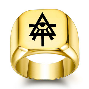 Fashion <b>Rings</b> Square Pyramid Eye Design 18MM Unisex Gift Jewelry Gold Color - Product Image 1