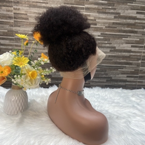 <span class=keywords><strong>Parrucca</strong></span> da <span class=keywords><strong>donna</strong></span> 360 in pizzo pieno HD <span class=keywords><strong>Afro</strong></span> crespo riccia nera con bordo 4C preplucata - Product Image 5