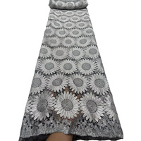 Tissu en dentelle de corde pure d'Osmanthus soluble dans l'eau, multicolore et luxueux, broderie africaine traditionnelle en strass, brillant et luxueux