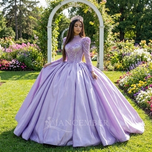 Vestido de Gala Lavanda Exquisito Mc041, Vestido de Quinceañera con Apliques de Encaje Floral y Cuentas, Satén Brillante, Jancember - Product Image 1