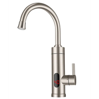 Robinet de cuisine à double usage avec écran LED, chauffage électrique instantané, acier inoxydable, moderne, eau chaude et froide, montage mural simple, douche