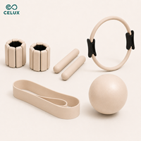 Kit d'entraînement Pilates à domicile Premium : Reformer Durable et Portable, Accessoires, Bandes de Résistance en Silicone pour Femmes, Haltères, Mini Ballon de Pilates