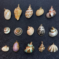 Pendentif Coquillage Naturel 3D, Décoration Aquarium Poisson, Bijou Fait Main, Accessoire Collier, Pendentif Électroplaqué DIY