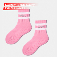 Calcetines Antideslizantes con Logotipo Personalizado al por Mayor, Calcetines de Algodón con Silicona Antideslizante para Mujer, Calcetines con Volantes para Yoga, Pilates y Barre