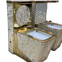 Fournisseur de toilettes à guichet unique couleur mode, articles sanitaires de style luxe, toilettes une pièce couleur or moderne mode