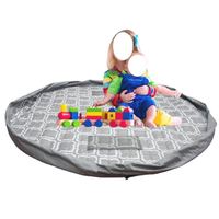 Sac de rangement pour tapis de jeu pour enfants Ensemble de perceuse ronde pliable en tissu Outils à main avec cordon de serrage pour intérieur et extérieur