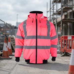 Chaqueta de Seguridad Reflectante Rosa de Alta Visibilidad Clase 3, Impermeable, para Trabajo en Invierno - Product Image 2