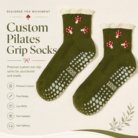 Chaussettes de yoga en coton premium à col ras du cou, tricotées sur mesure, bord festonné, antidérapantes pour le Pilates et le sport