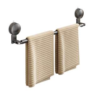 Porte-serviettes à ventouse, barre télescopique de 10 m, design minimaliste, fixation murale, auto-adhésif, rangement pour salle de bain - Product Image 2
