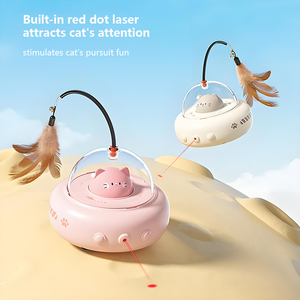 Juguete automático moderno para gatos con láser y plumas, juguete interactivo para mascotas, juguete eléctrico activado por movimiento para gatitos - Product Image 3