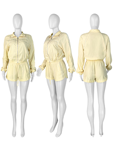 Nuova Tuta Sportiva da Donna 2026 con Colori a Contrasto, Top a Maniche Lunghe con Zip + Pantaloncini Mini, Completo Estivo - Product Image 6