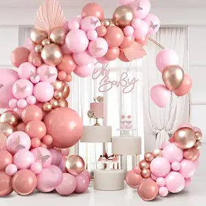 Kit de guirlande de ballons roses à bricoler soi-même Kit de guirlande de ballons métalliques en or rose poussiéreux rose et or rose ballons d'anniversaire de mariage décoration de fête