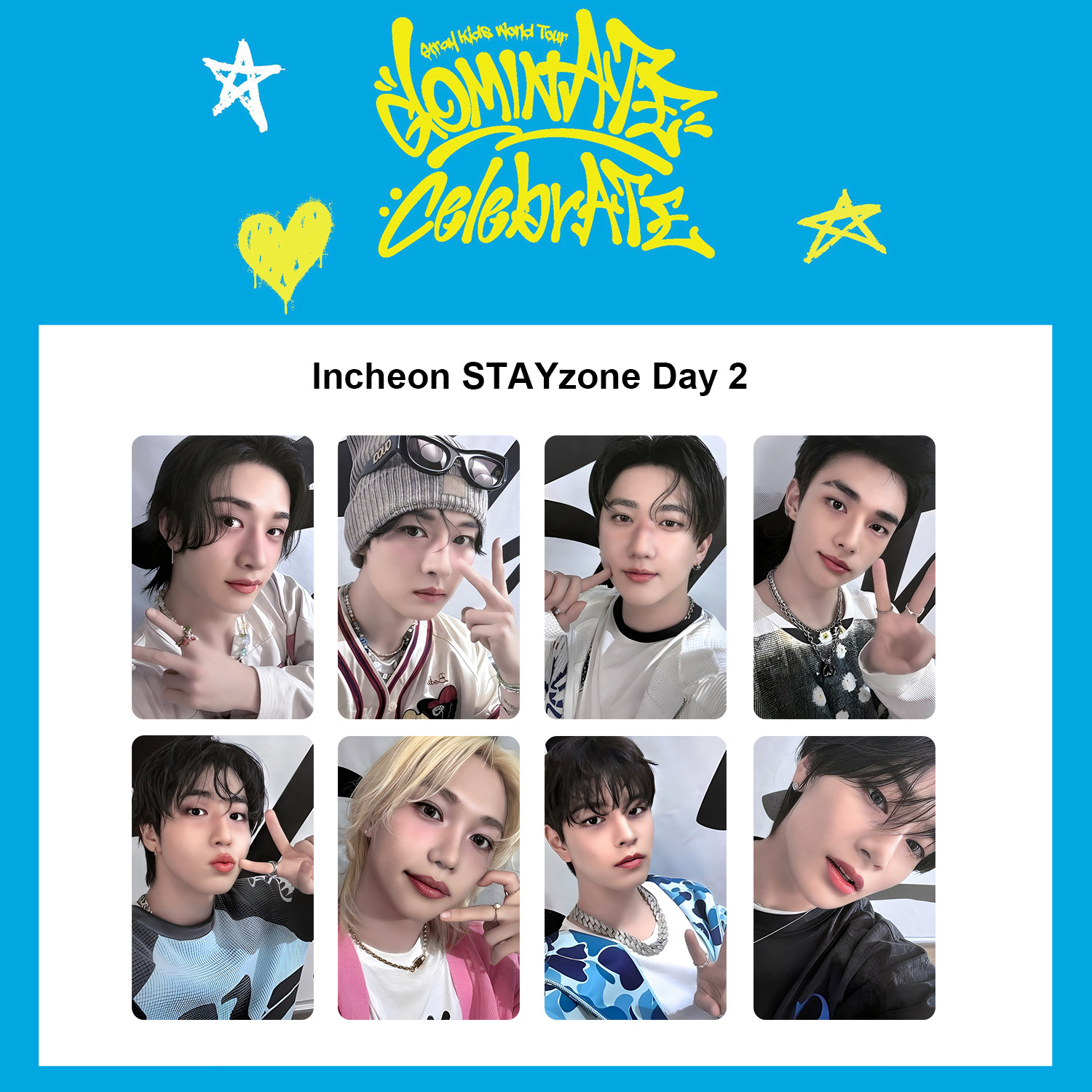 8Pcs/Set Kpop Straykids DominATE CelebrATE World Tour Photocard