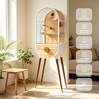 Cage à oiseaux de luxe Cutepet, design européen, grande volière pour perroquets, en bois et fer, avec support, plateau amovible et perchoir.