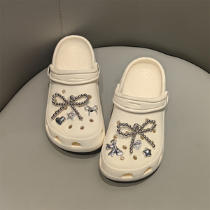 Nueva perla arco agujero zapato decoración hebilla amor oso plata Rhinestone botón extraíble zapato hebilla accesorio conjunto - Product Image 3