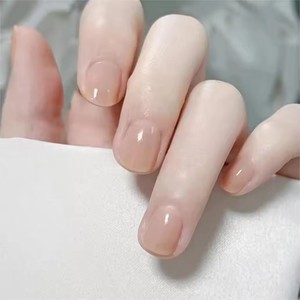 Diseño # 751 Uñas Postizas Cortas Naturales Hechas a Mano, Color Rosa, Estilo Francés Dulce y Fresco, Reutilizables, de Alta Calidad - Product Image 1