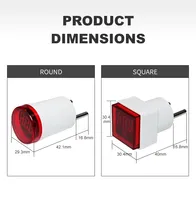 Lampu Indikator Voltmeter AC Digital LED 22Mm Meteran Panel Tampilan Tegangan Kepala Bulat Persegi Plug In Voltmeter AC24-500V