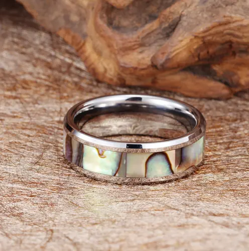 Anello per coppia di tungsteno in carburo di tungsteno per matrimonio da uomo stile vendita caldo 8mm anelli di intarsiatura in guscio di abalone da uomo