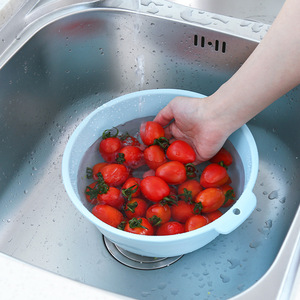 Panier de drainage double couche en plastique Xinyou, grand bac rond pour laver les légumes et les fruits avec couvercle, en matériau PP - Product Image 2